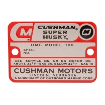 Engine Nameplate Emblem - OMC - 1962-63 Cushman Scooter