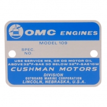 Engine Nameplate Emblem - OMC - 1964-65 Cushman Scooter