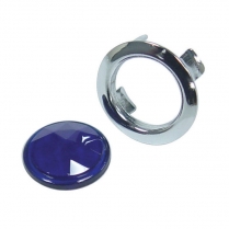Glass Blue Dot w/Chrome Ring - Universal - 1932-52 Ford Truck, 1949-51 Ford Car