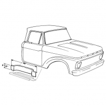 Running Board Step Plate Riser - RH -  1961-64 Ford Truck