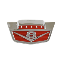 Hood Emblem - V8 - Chrome & Red - 1961-66 Ford Truck
