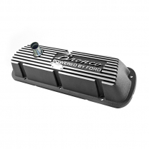 Valve Cover with Bronco Script - Aluminum - Black Powder Coat - 1966-85 Ford Bronco