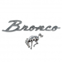 Bronco Script & Horse Emblem Set - Universal - Peel & Stick Application - Chrome - 1966-96 Ford Bronco, 2021-Up Ford Bronco
