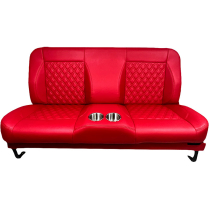 Full 60" Bench Seat Assembly  - Red with Diamond Inserts - 1967-86 Ford Truck - Drop Ship Item**