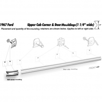 Upper Cab Corner Molding - Right or Left - 1967 Ford Truck