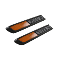Hood Side Emblems - Satin Black - "FORD 100" - Pair - 1968-72 Ford Truck