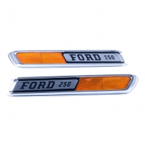 Hood Side Emblems - "FORD 250" - Pair - 1968-72 Ford Truck