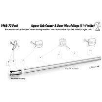 Upper Cab Corner Molding - Right or Left - 1968-72 Ford Truck
