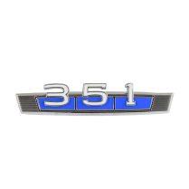 Front Fender Emblem "351" - Blue - 1966-77 Ford Bronco, 1969 Ford Fairlane, 1969 Mercury Comet & Montego