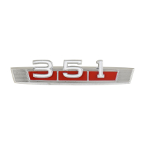 Front Fender Emblem "351" - Red - 1966-77 Ford Bronco, 1969 Ford Fairlane, 1969 Mercury Comet & Montego
