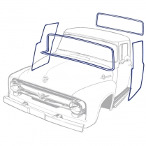 Cab Weather Stripping Kit - with groove for chrome - 1956 Ford Truck