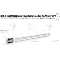 Rear Cab Corner Upper Side Molding - 3 5/8" Wide - Black - 1970-72 Ford Truck