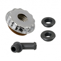 Oil Filler/Breather Cap - Chrome - Low Profile - 1971-77 Ford Truck, 1969-77 Ford Bronco, 1969-73 Ford Car