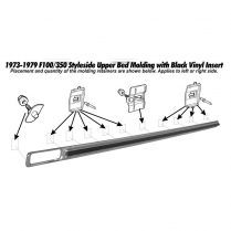 Upper Short Bed Molding - RH - 1973-79 Ford Truck
