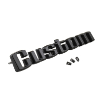 Bedside Nameplate Emblem - Satin Black - "Custom" - 1973-79 Ford Truck