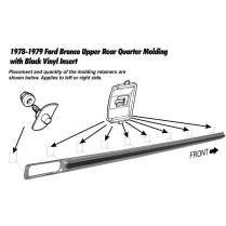 Upper Bed Side Molding - LH - w/o Race Track - 1978-79 Ford Bronco