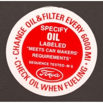 Decal - Oil Cap - 1960-65 Ford Truck, 1960-66 Ford Car