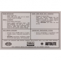 Decal - Service Specification - 1965-66 Ford Truck, 1965-66 Ford Car