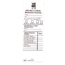 Decal - Maintenance Record - 1962-72 Ford Truck, 1960-72 Ford Car