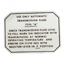 Decal - Glove Box -Transmission Fluid - 1955-56 Ford Truck, 1954-59 Ford Car