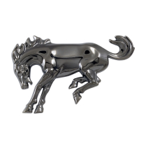 Emblem - Bronco Horse - Mounting Stud & Clip Type - Black Chrome - 1966-88 Ford Bronco, 2021-Up Ford Bronco