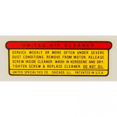 Air Cleaner Decal - Adhesive Sticker - 1946-58 Cushman Scooter front view