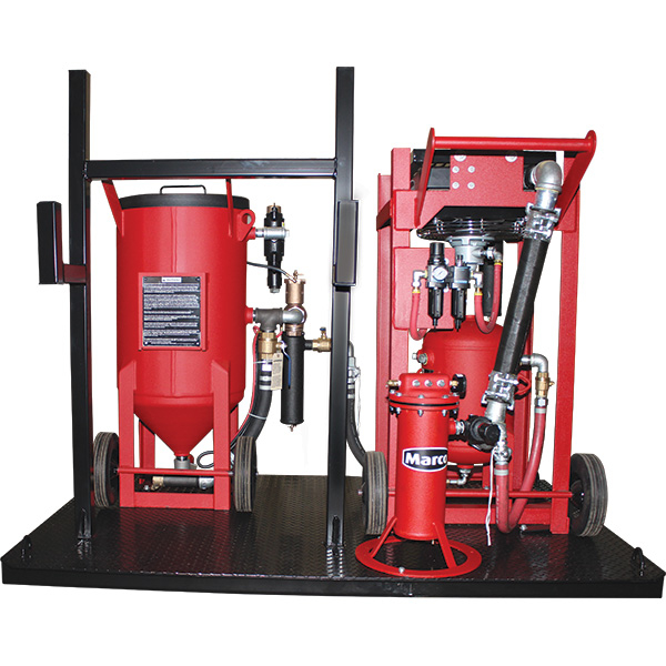 Allredi 6.5 Cu Ft M-Series Mobile Blast System, Pneumatic, Fork Pocket Skid