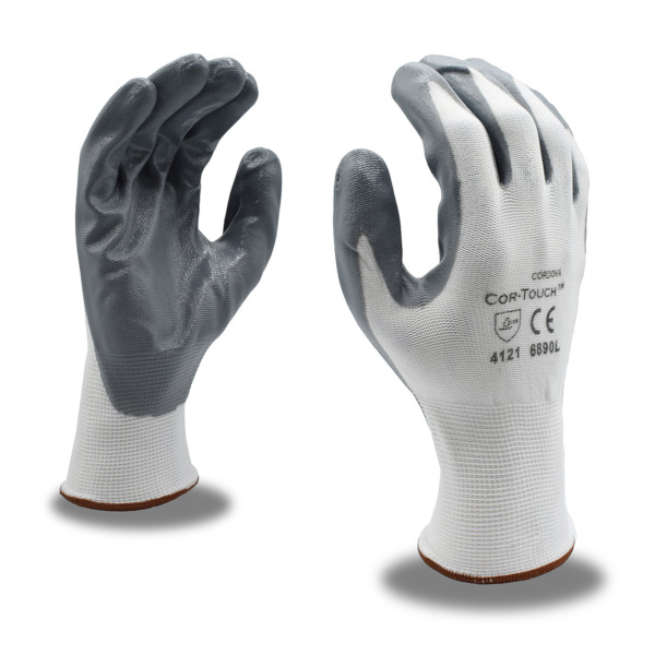 Cordova 6890 Gloves SZ MD Cor-Touch 13 Gauge Gray Flat Nitrile Palm Coating