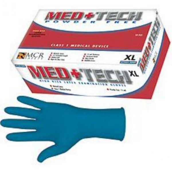 MCR Safety&reg; 5048 Gloves Latex SZ XL Blue 15 Mil 50/Box Powder Free
