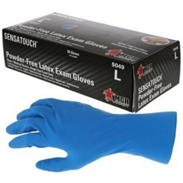 MCR Safety&reg; 5049 Gloves Latex SZ XL Blue 11 Mil 50/Box Powder Free