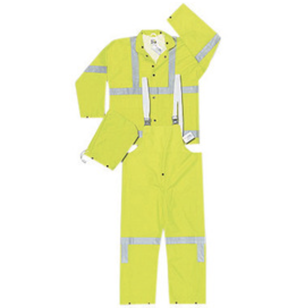 MCR Safety&reg; High visibility 3 Piece Rain Suit 4X-Large Lime