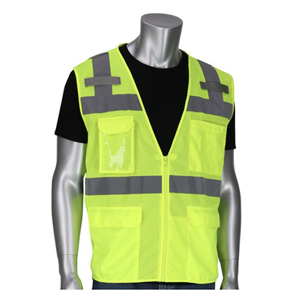 PIP Surveyors Vest ANSI Type R Class 2 Lime Size XL 2" Reflective Tape