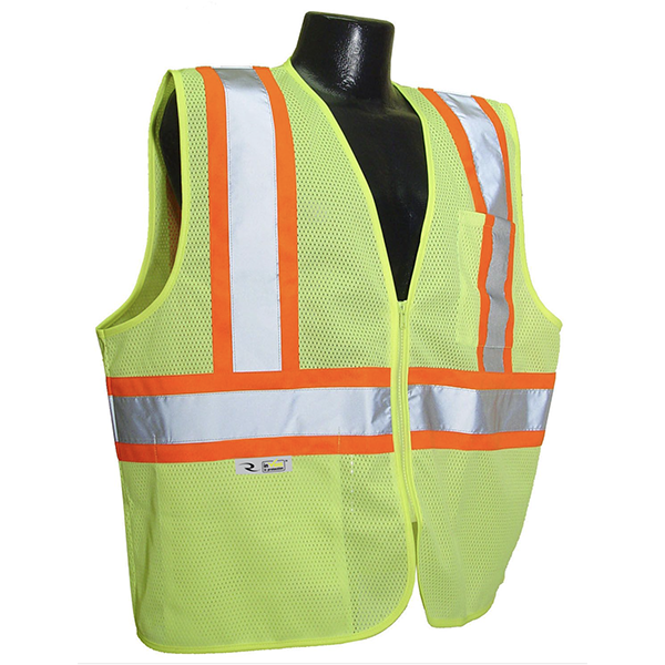 Radians SV225-2 Safety Vest ANSI Class 2 Level 2 Size L Orange and Siver Stripe