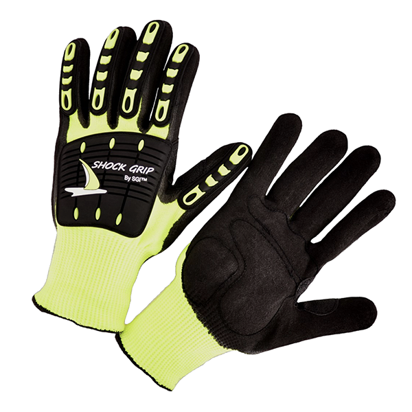 Seattle Glove GR1313GC5 SZ MD Hi-Vis Green & Black A8 Shock Grip